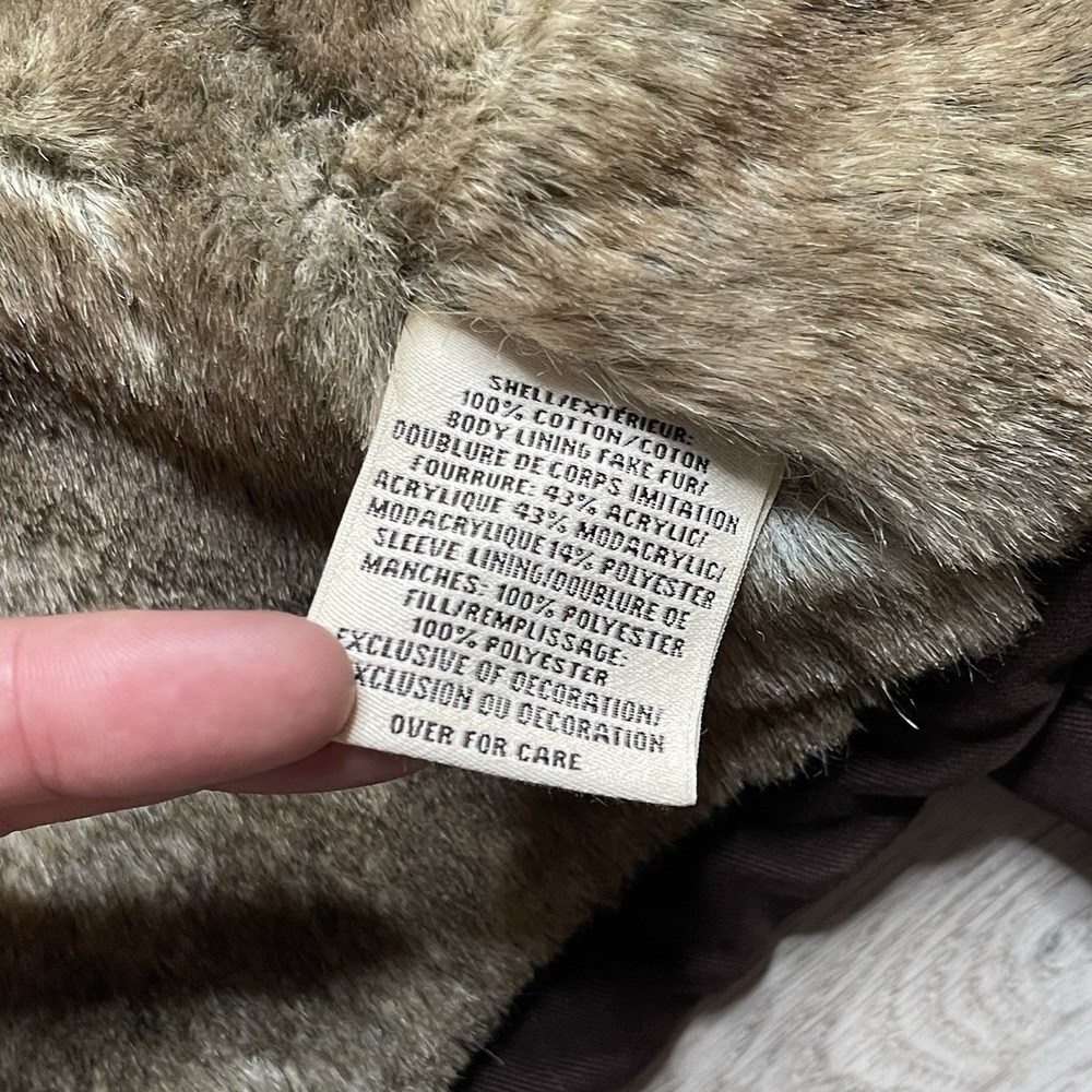 Vintage Y2K Abercrombie & Fitch Parka Jacket Faux Fur Hooded Lined Womens Size L - Picture 11 of 16